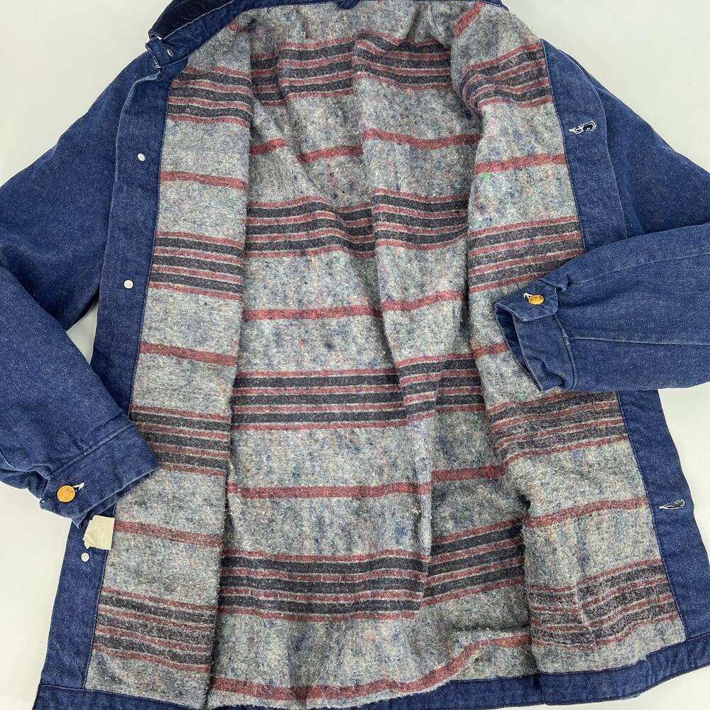 Vintage USA Wrangler Blue Bell Sanforized Blanket Lined Chore Jacket Denim Sz 42